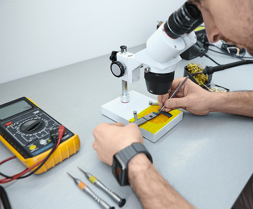 examining circuit board - multimeter examining circuit board - multimeter