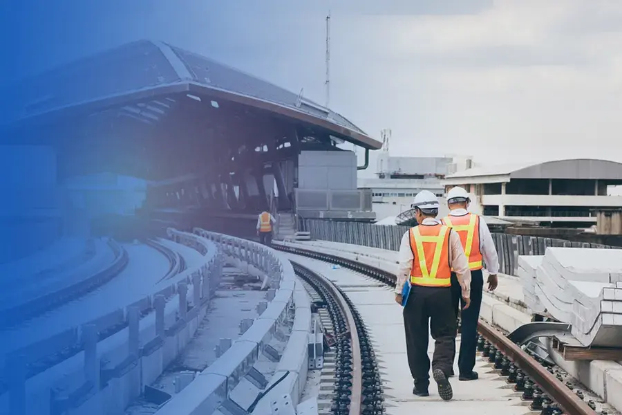 Two railway employees conducting rail maintenance tools and equipment at SupplyPoint